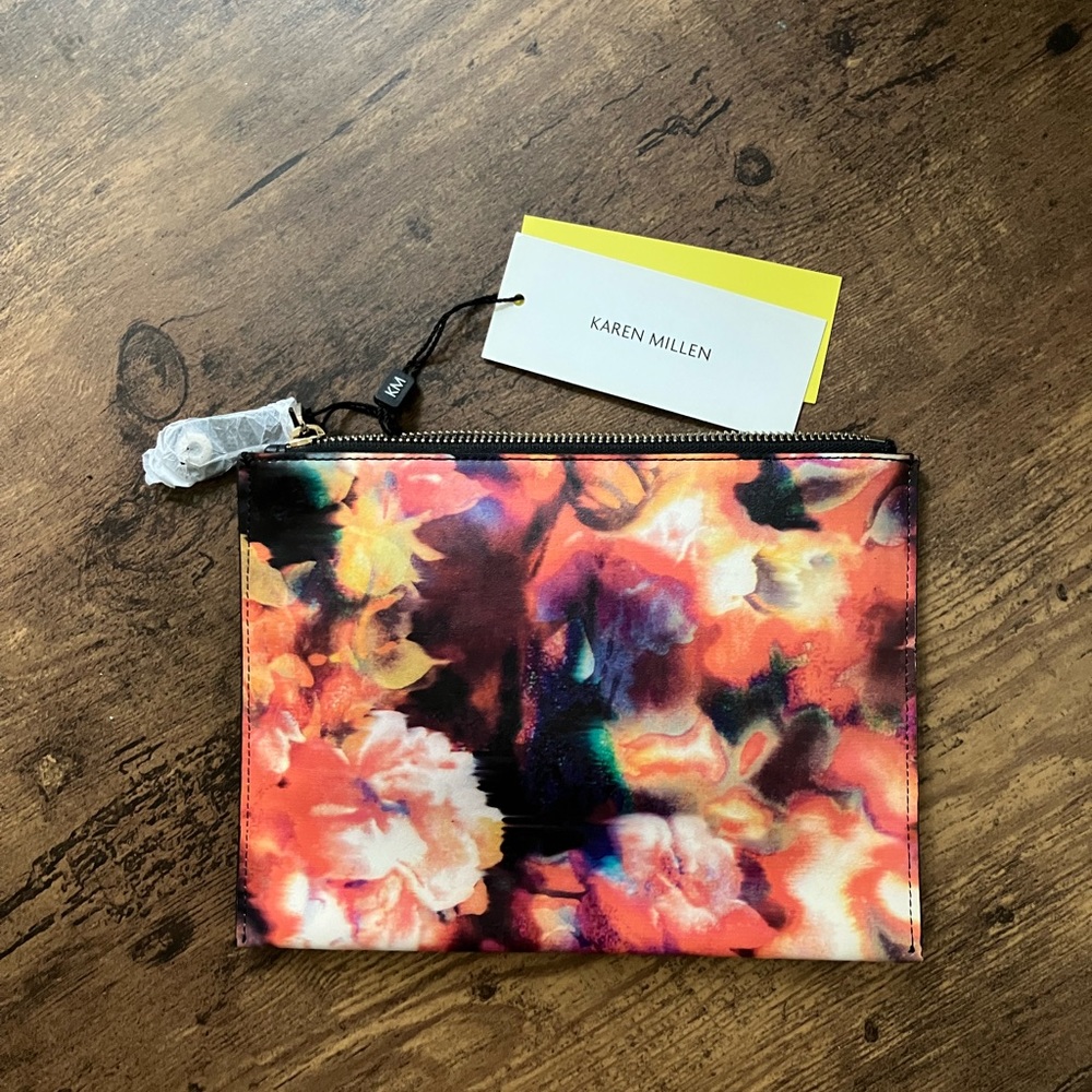 Karen Millen zipper floral pouch